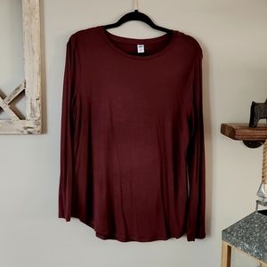 Old Navy Women's Long Sleeve Luxe Tee Burgandy